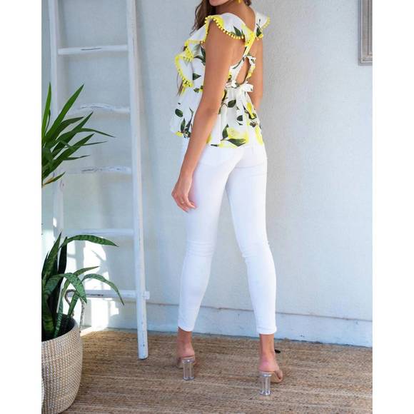 NEW BTFL-LIFE poplin ruffle top in lemon zest - Picture 3 of 5